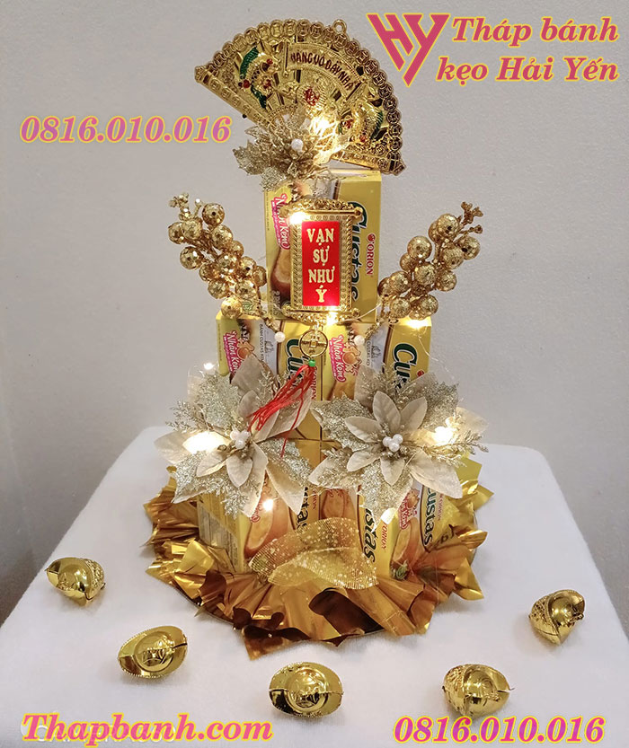 Mẫu trang trí tháp bánh Orion tài lộc đơn giản, tinh tế