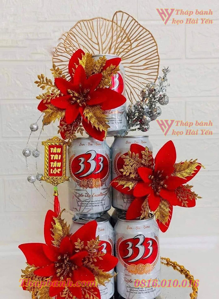 Mẫu tháp bia tài lộ 333 7 lon